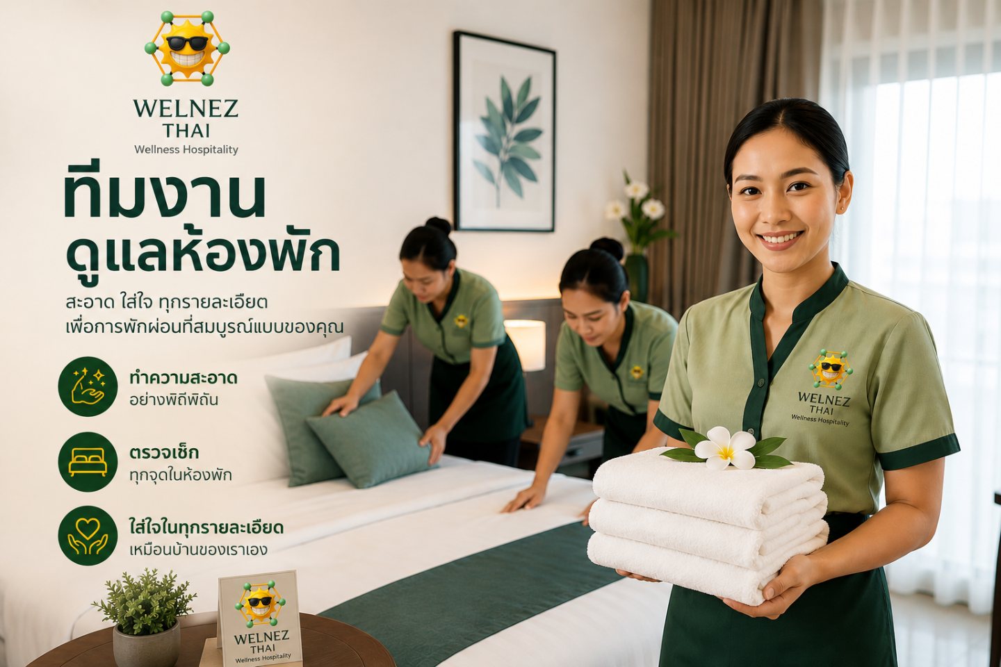 ทีมงานดูแลห้องพัก
