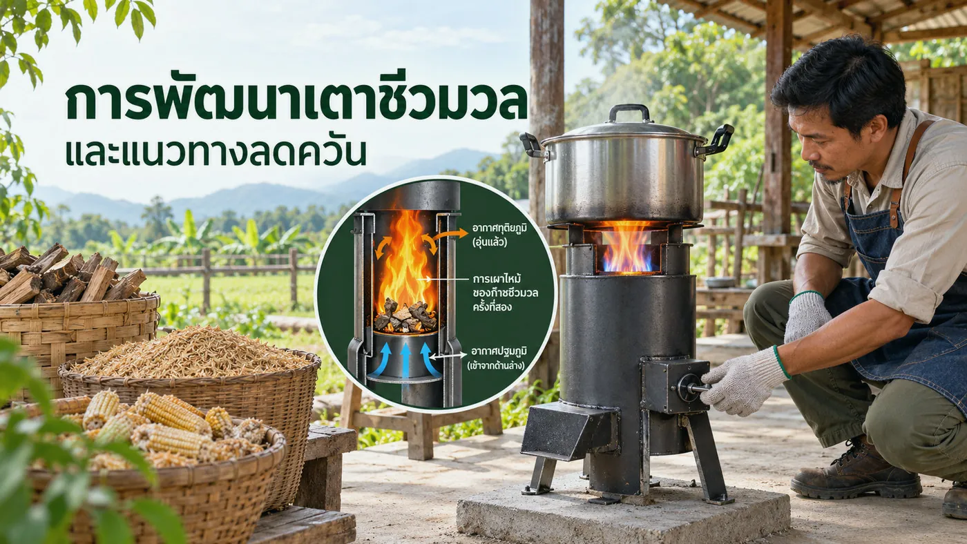 การพัฒนาเตาชีวมวลและแนวทางลดควัน